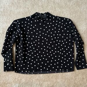 Anthropologie Black Polka Dot Mock Neck Sweater